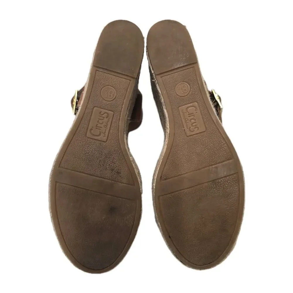 Circus by Sam Edelman Delilah Espadrille Wedge Sandals Brown Faux Suede 8.5 M